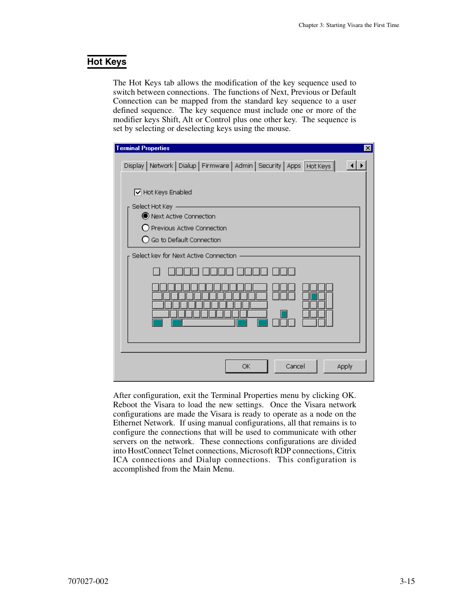Hot keys, Hot keys -15 | Visara 410 User Manual | Page 33 / 86