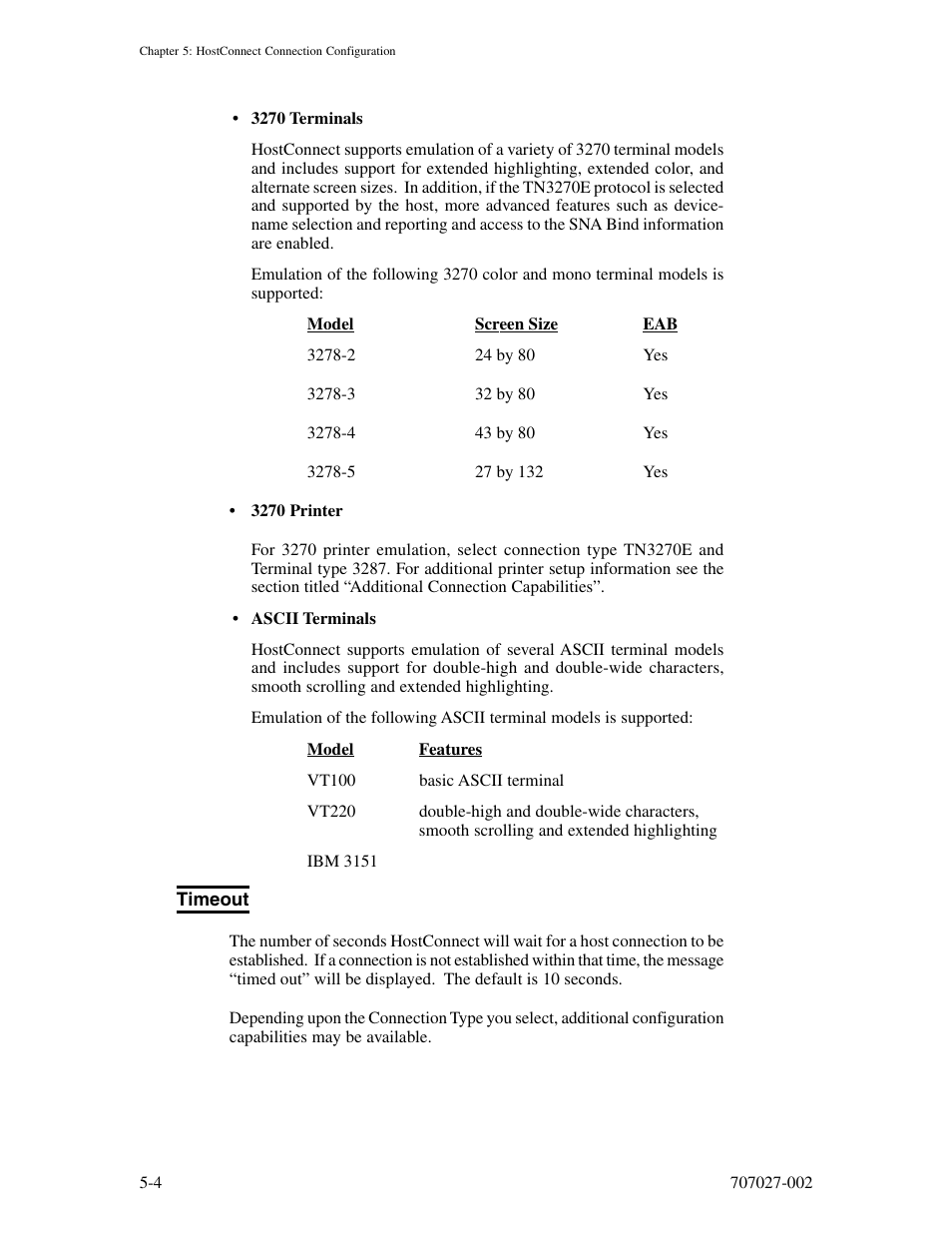 Timeout, Timeout -4 | Visara 410 User Manual | Page 40 / 86