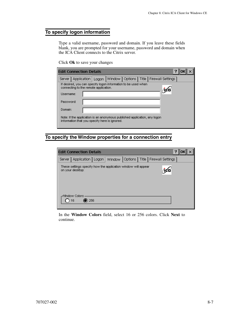 To specify logon information | Visara 410 User Manual | Page 63 / 86