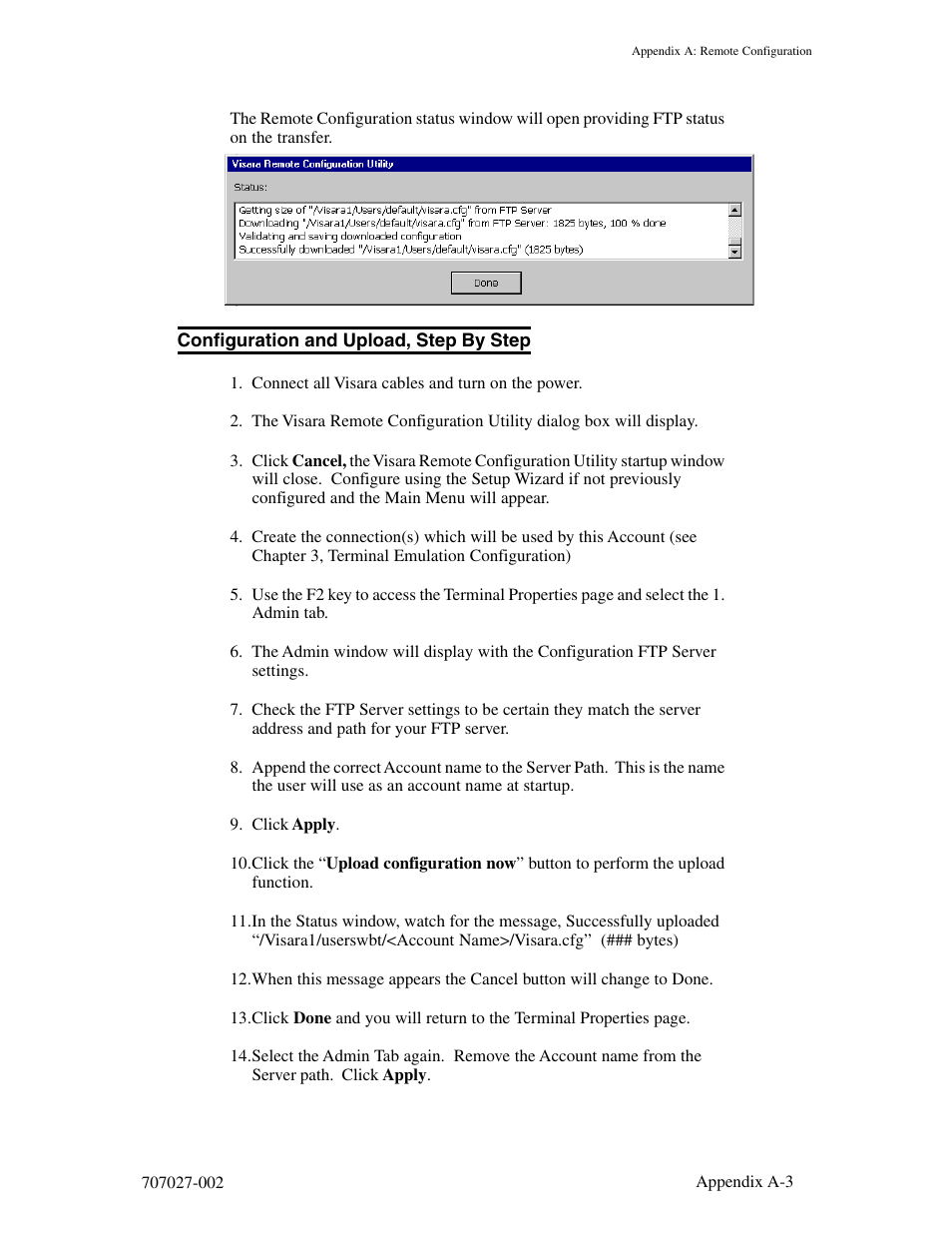 Configuration and upload, step by step | Visara 410 User Manual | Page 75 / 86