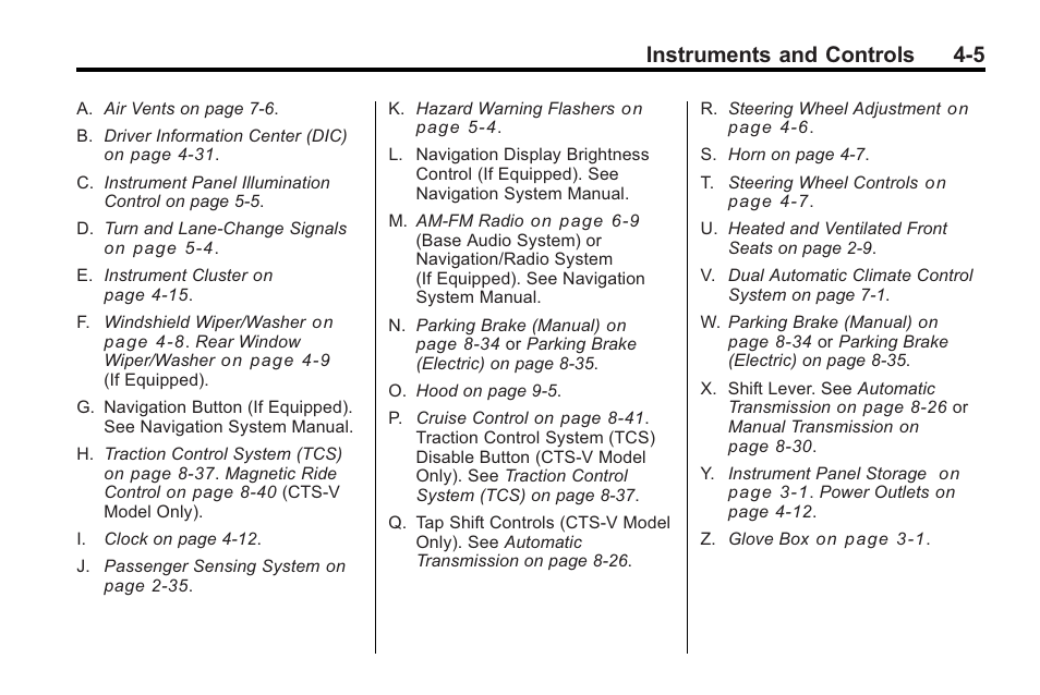 Instruments and controls 4-5 | Cadillac 2010 CTS Sport Wagon User Manual | Page 115 / 464