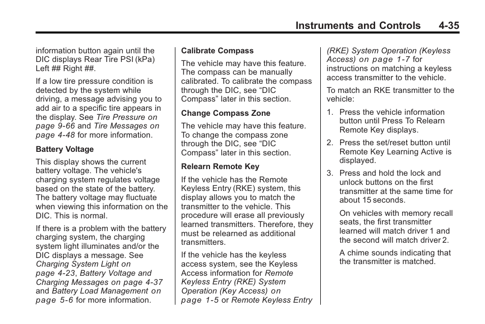 Instruments and controls 4-35 | Cadillac 2010 CTS Sport Wagon User Manual | Page 145 / 464