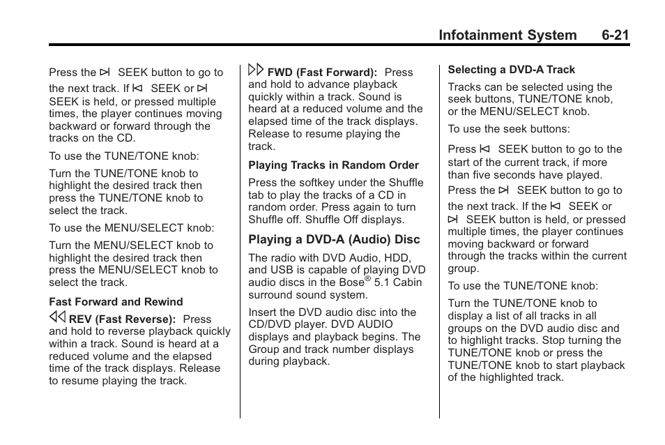 Infotainment system 6-21 | Cadillac 2010 CTS Sport Wagon User Manual | Page 205 / 464