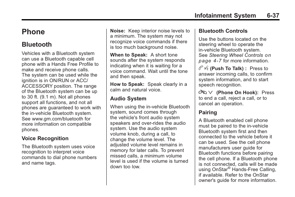 Phone, Bluetooth, Bluetooth -37 | Audio system | Cadillac 2010 CTS Sport Wagon User Manual | Page 221 / 464