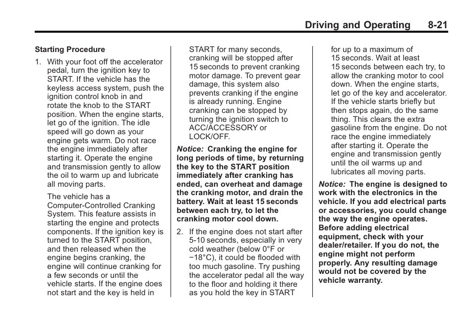 Driving and operating 8-21 | Cadillac 2010 CTS Sport Wagon User Manual | Page 261 / 464