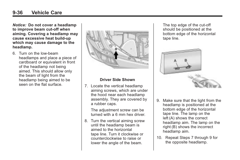 36 vehicle care | Cadillac 2010 CTS Sport Wagon User Manual | Page 336 / 464