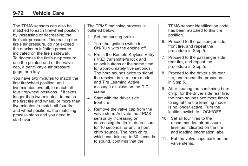 72 vehicle care | Cadillac 2010 CTS Sport Wagon User Manual | Page 372 / 464