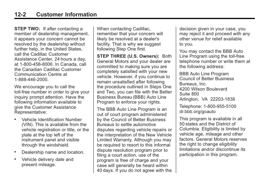 2 customer information | Cadillac 2010 CTS Sport Wagon User Manual | Page 438 / 464