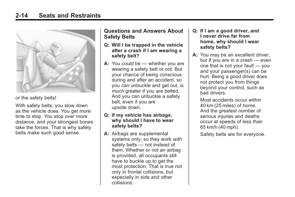 14 seats and restraints | Cadillac 2010 CTS Sport Wagon User Manual | Page 52 / 464