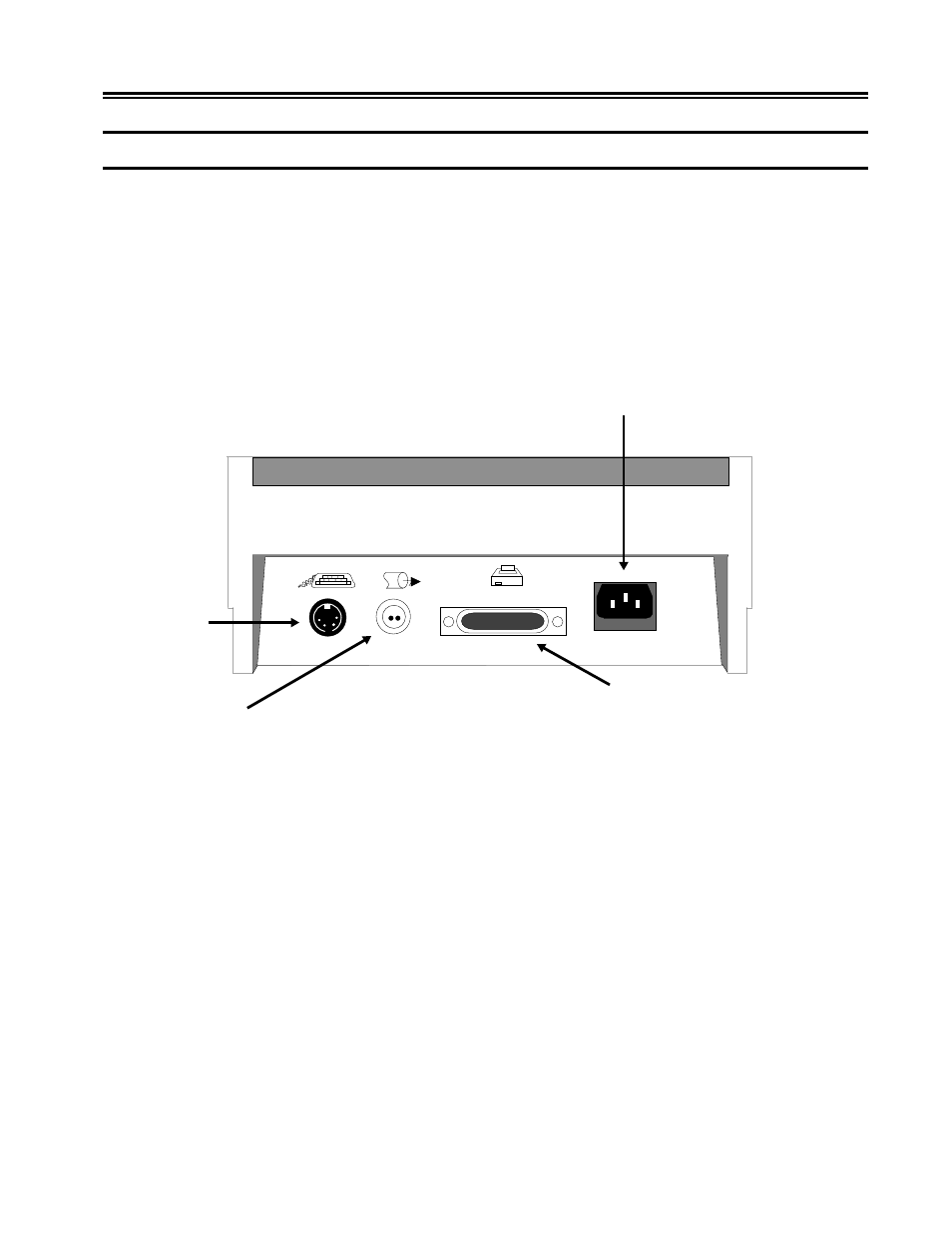 Setting up the display station, Figure 2-3. 1486a/g/p receptacle connectors, Power, connector | Printer, connector, Twinax, connector, Connectors, Receptacle connectors, Setting up, Connector, Power cable | Visara 1486 User Manual | Page 19 / 117