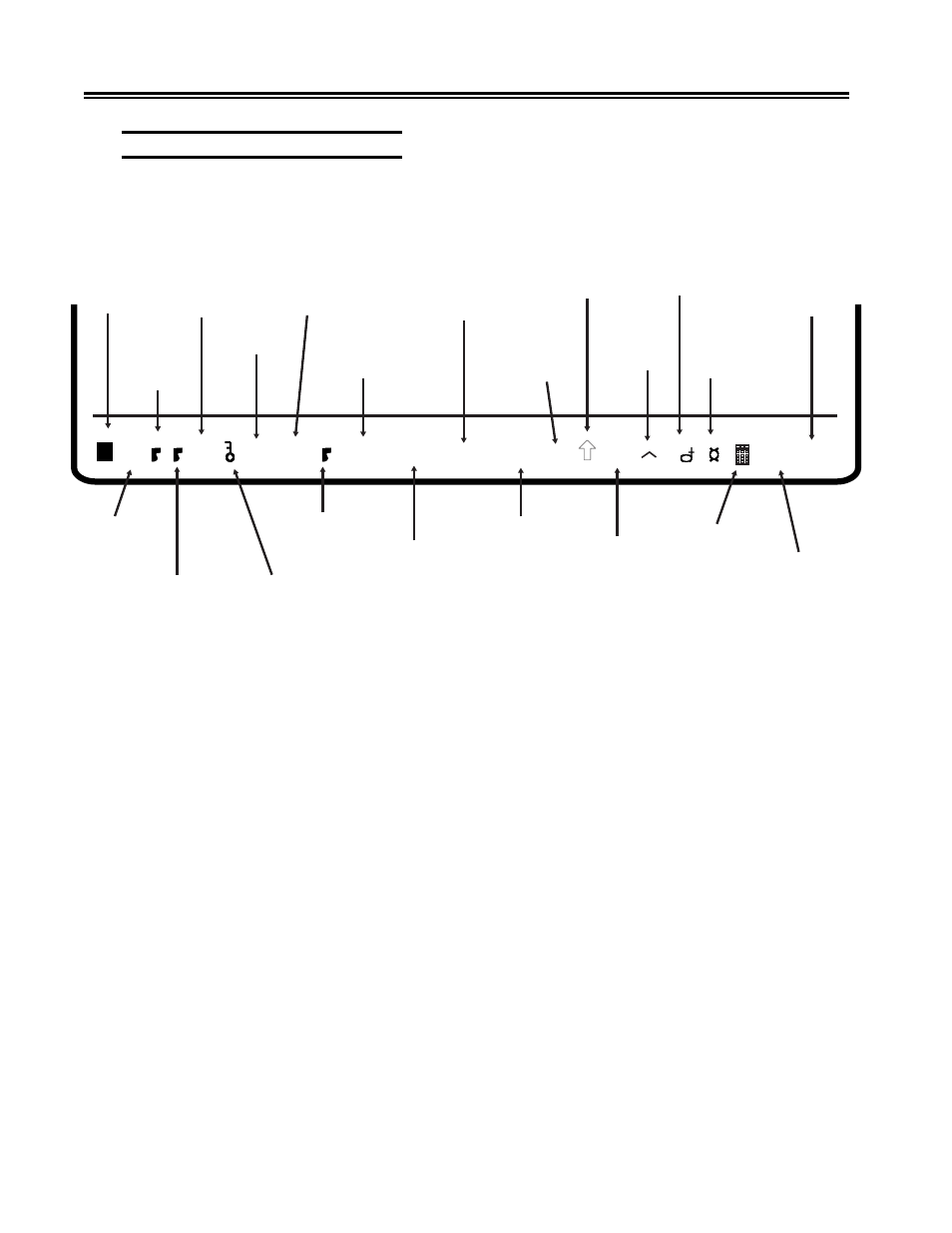 Operator status row indicators, Figure 3-16. operator status row symbols, Indicators | Operator status row indicators -38, Figure 3-16. operator status row symbols -38, Controls, setup menus, and indicators | Visara 1486 User Manual | Page 58 / 117