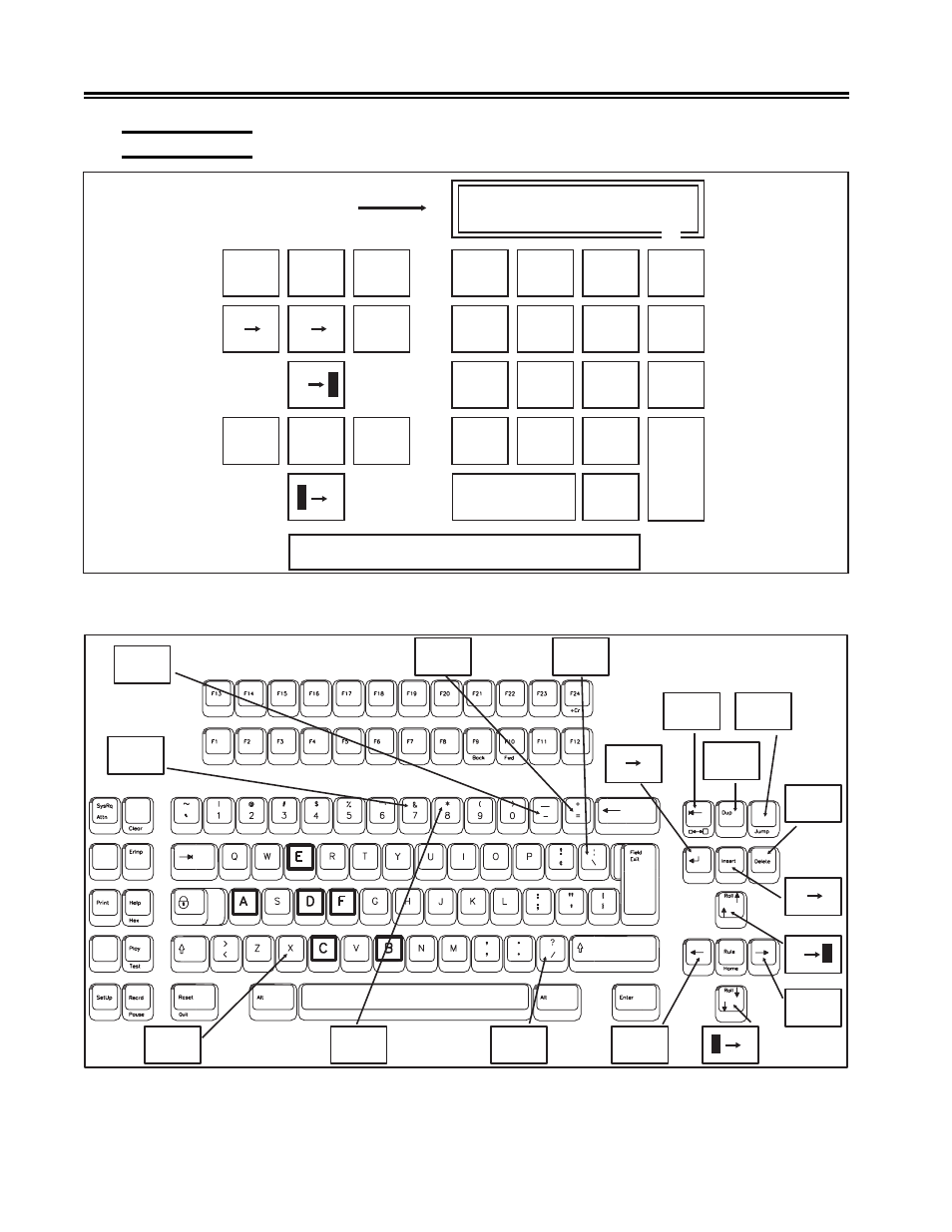 Hex calculator, Figure 5-5. simulated hex calculator, Figure 5-6. 104-key keyboard hex calculator keys | Hexadecimal, Example of, Keys, Hexadecimal calculator, Hex calculator -8, Figure 5-5, Simulated hex calculator -8 | Visara 1486 User Manual | Page 85 / 117