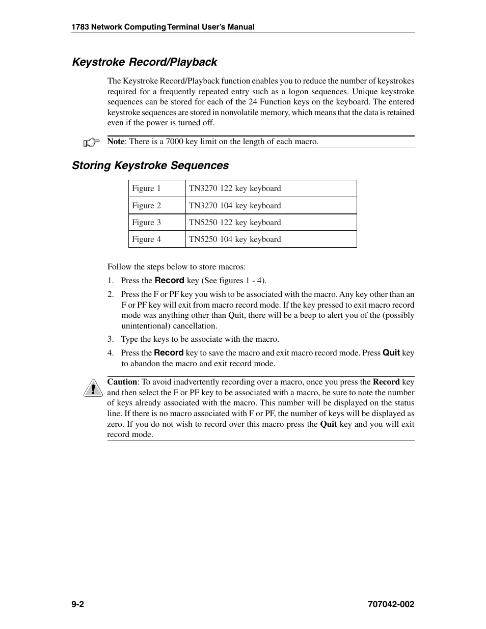 Keystroke record/playback, Storing keystroke sequences | Visara 1783 User Manual | Page 110 / 172