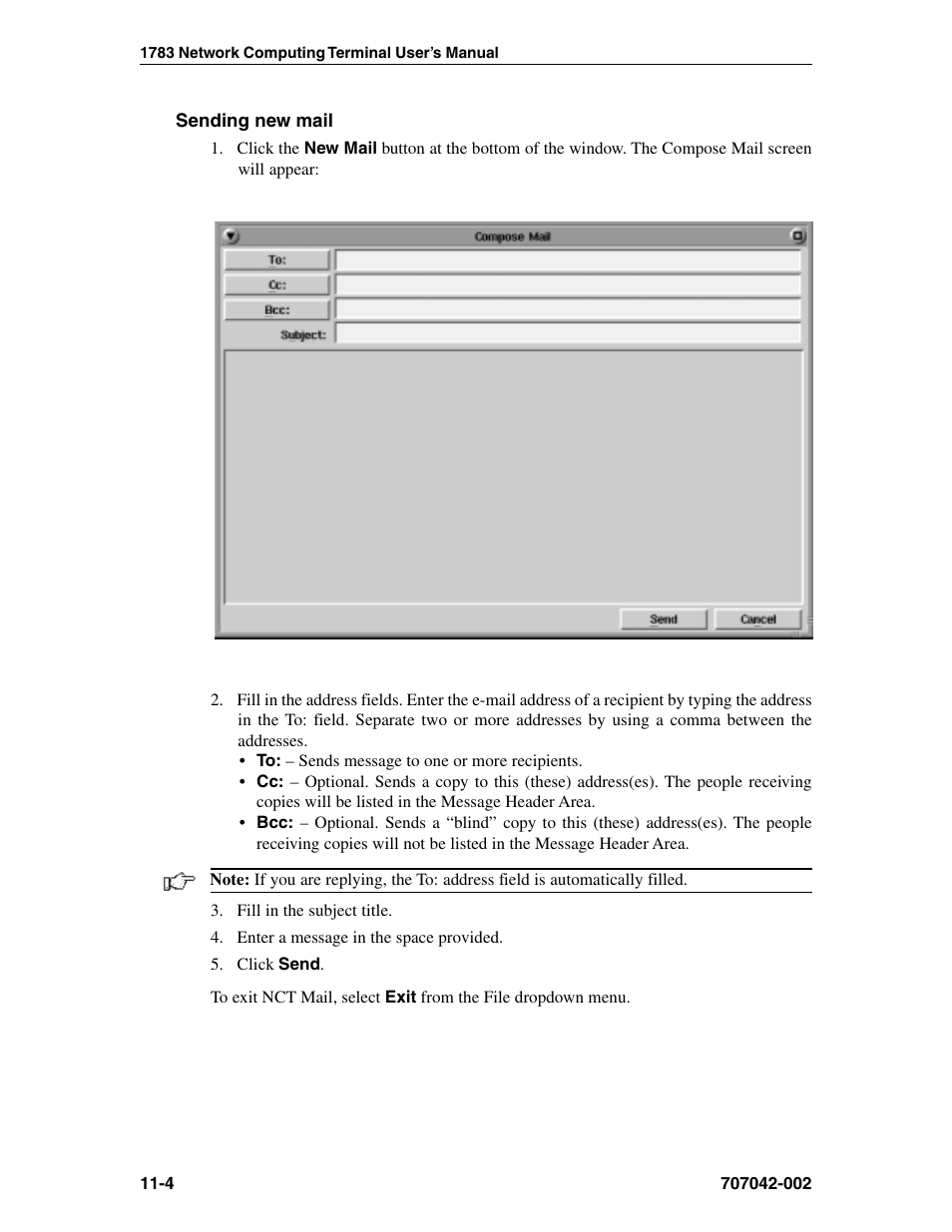 Sending new mail, Sending new mail -4 | Visara 1783 User Manual | Page 130 / 172