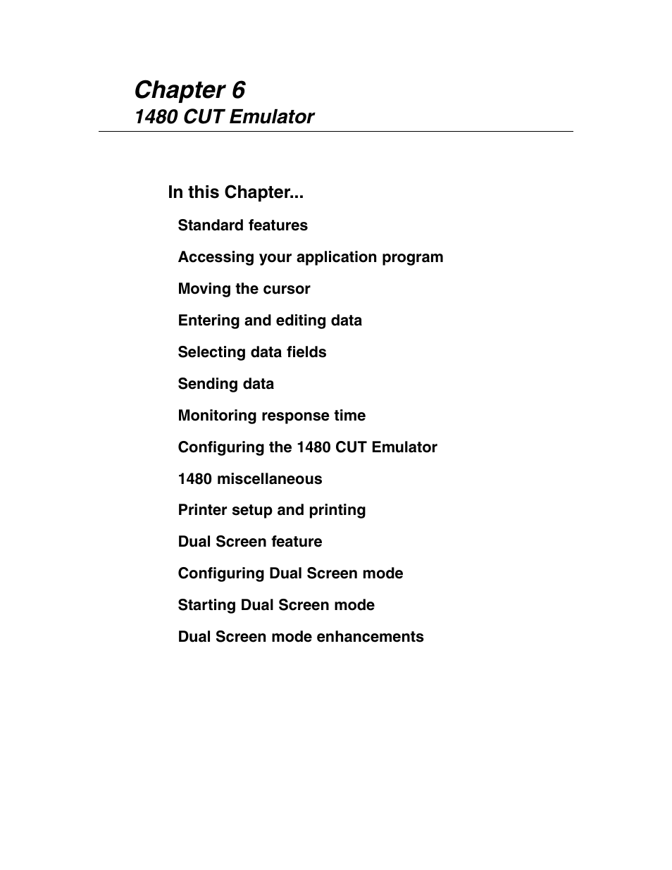 1480 cut emulator, 1480 cut emulator -1, Chapter 6 | Visara 1783 User Manual | Page 39 / 172