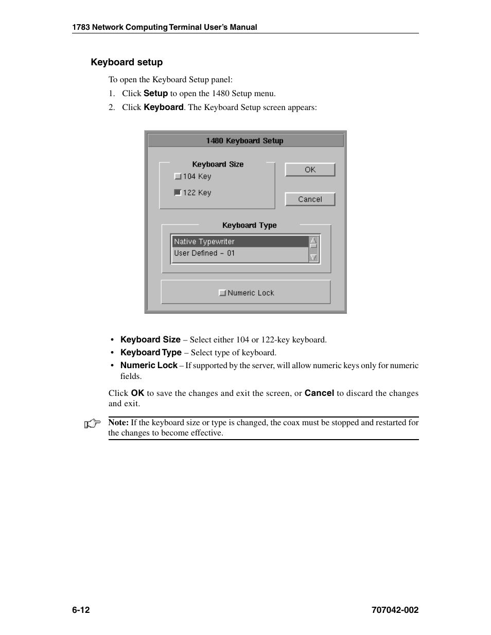 Keyboard setup, 1480 cut emulator, Keyboard setup -12 | Visara 1783 User Manual | Page 50 / 172