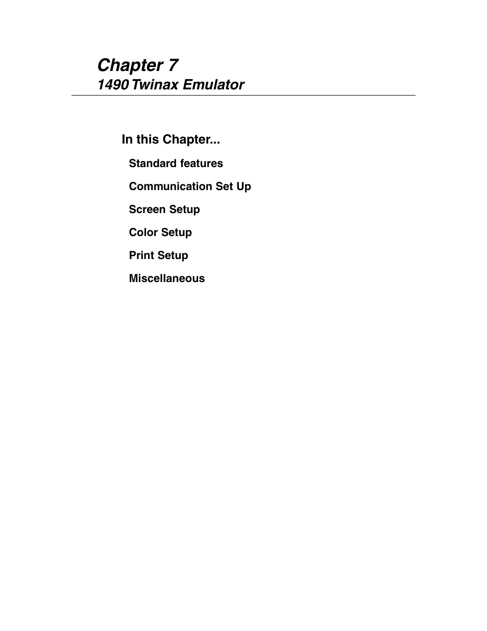 1490 twinax emulator, 1490 twinax emulator -1, Chapter 7 | Visara 1783 User Manual | Page 63 / 172