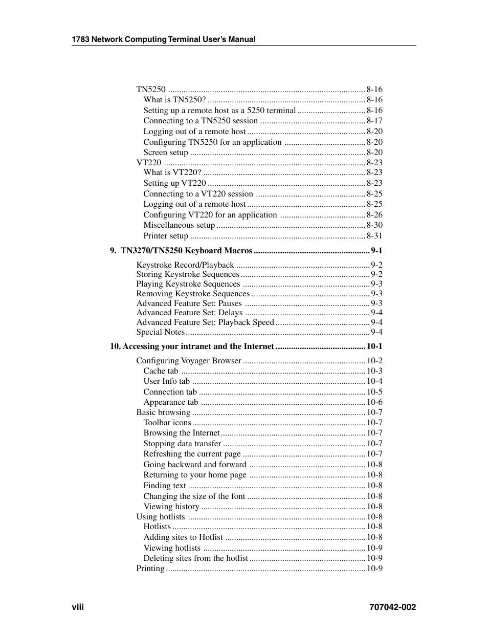 Visara 1783 User Manual | Page 8 / 172