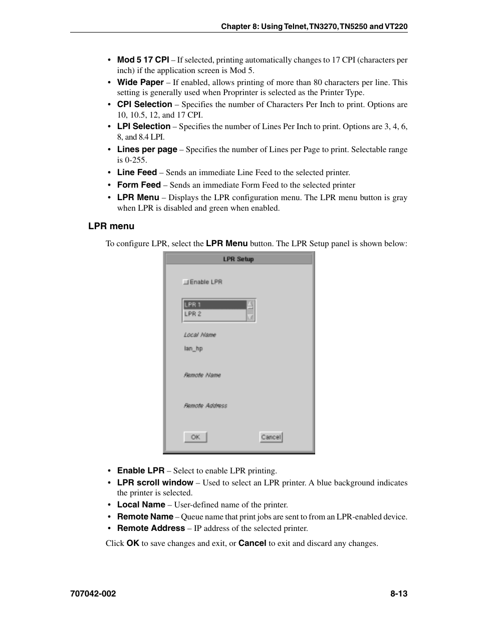 Lpr menu, Tn3270 | Visara 1783 User Manual | Page 89 / 172