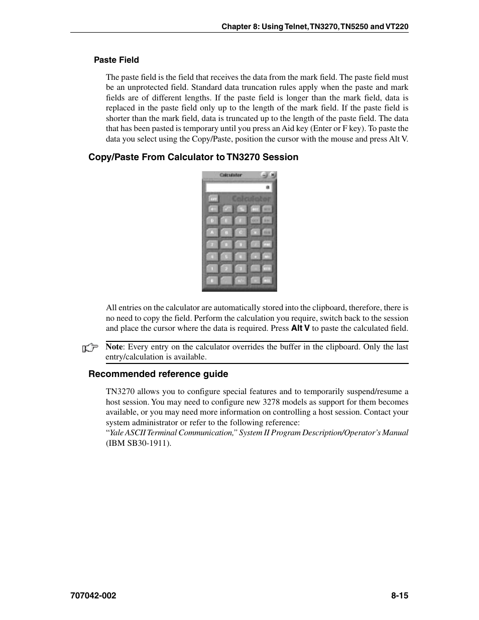 Copy/paste from calculator to tn3270 session, Recommended reference guide, Copy/paste from calculator to | Tn5250 -16, What is tn5250? -16 | Visara 1783 User Manual | Page 91 / 172