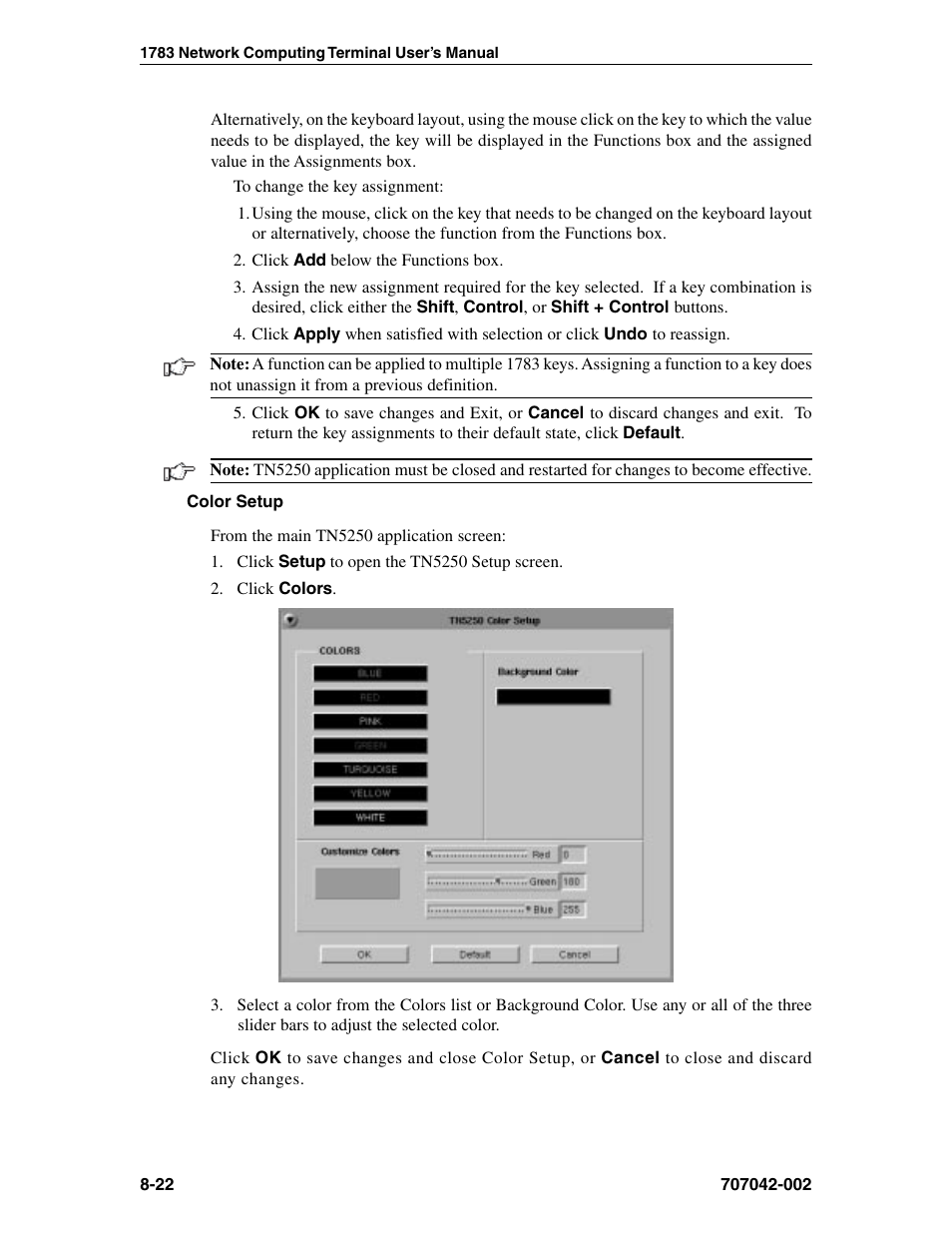 Tn5250, Color setup, tn5250, Color setup | Vt220 -23, What is vt220? -23 | Visara 1783 User Manual | Page 98 / 172