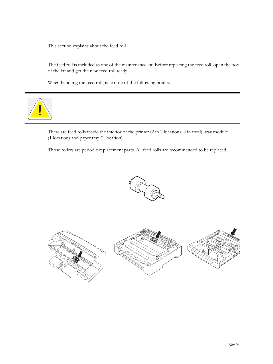 Feed roll, Caution on handling the feed roll, Feed roll 5-16 | Caution on handling the feed roll 5-16 | Visara 5350 User Manual | Page 110 / 220