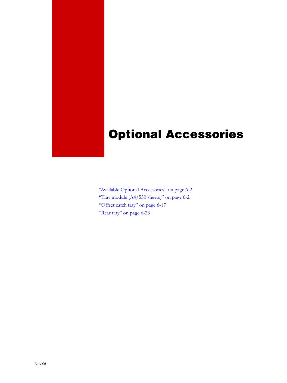 Optional accessories, Chapter 6, Optional accessories 6-1 | Visara 5350 User Manual | Page 117 / 220