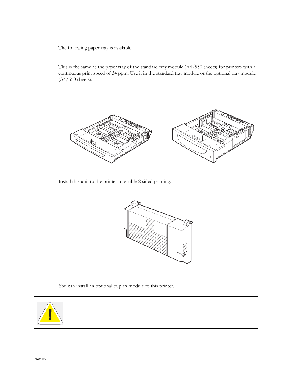 Paper trays, Installing/uninstalling the duplex module, Paper trays 6-13 | Installing/uninstalling the duplex module 6-13 | Visara 5350 User Manual | Page 129 / 220