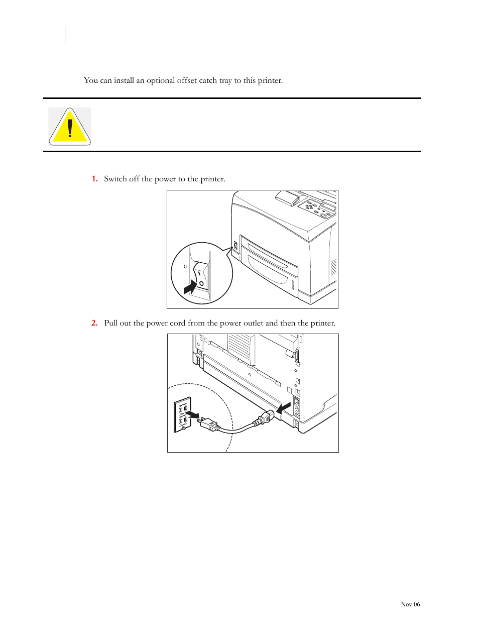 Installing/uninstalling the offset catch tray, Installing the offset catch tray | Visara 5350 User Manual | Page 134 / 220