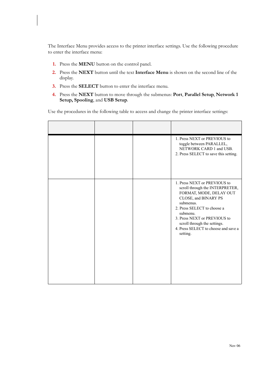 Interface menu, Interface menu 7-12 | Visara 5350 User Manual | Page 154 / 220