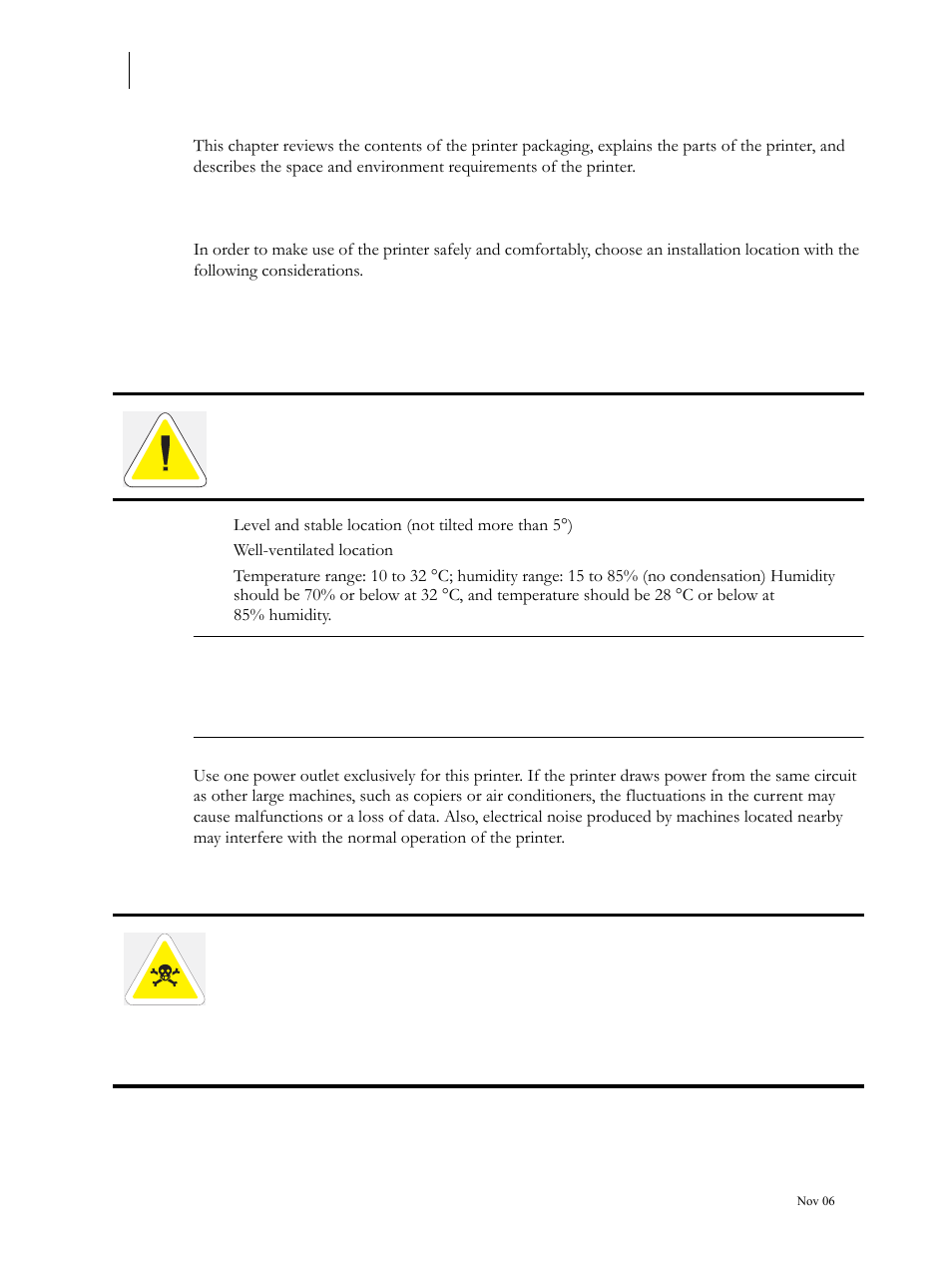 About this chapter, Installation location, Installation environment | About this chapter 1-2, Installation location 1-2, Installation environment 1-2 | Visara 5350 User Manual | Page 16 / 220