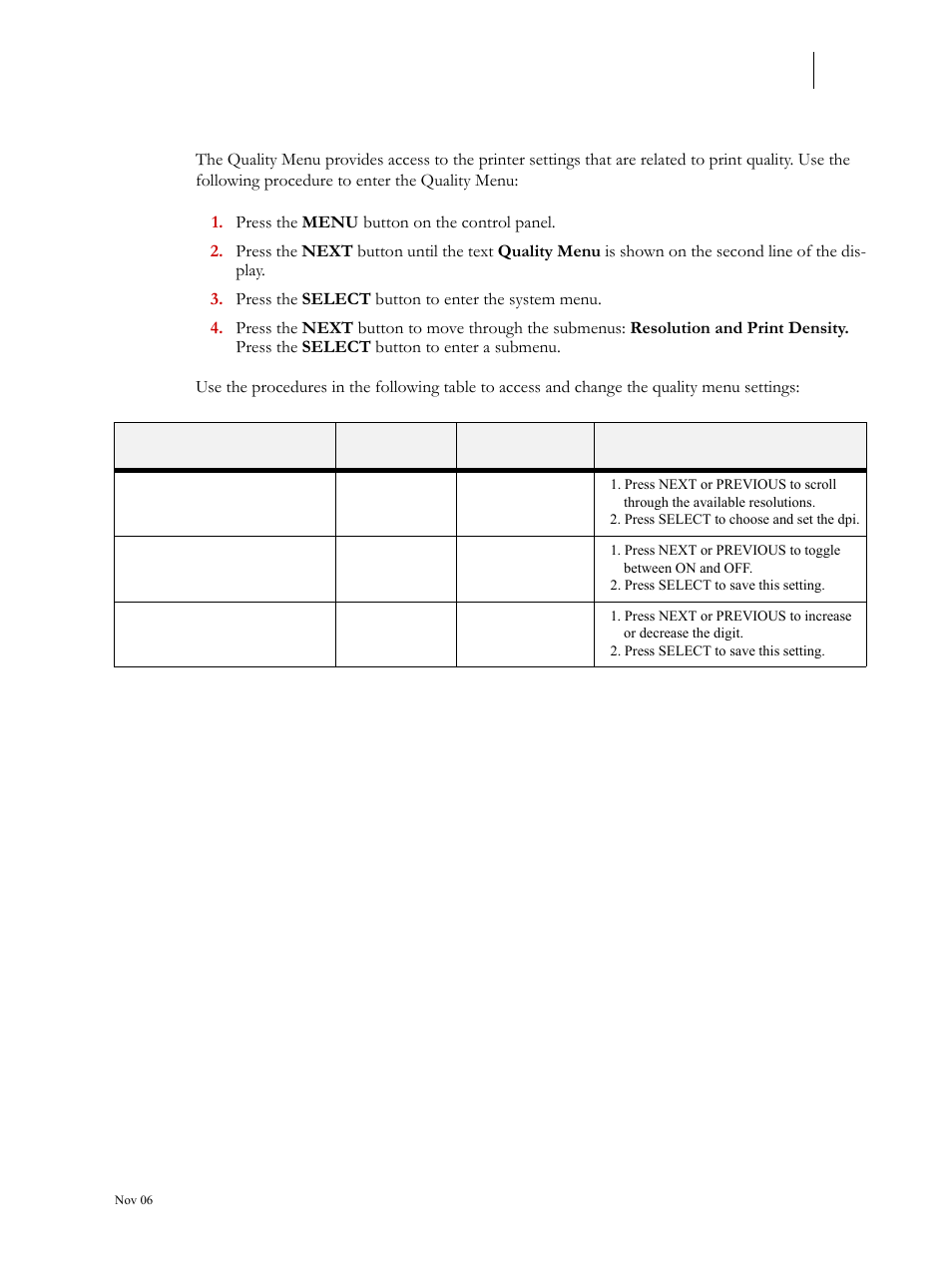 Quality menu, Quality menu 7-21 | Visara 5350 User Manual | Page 163 / 220