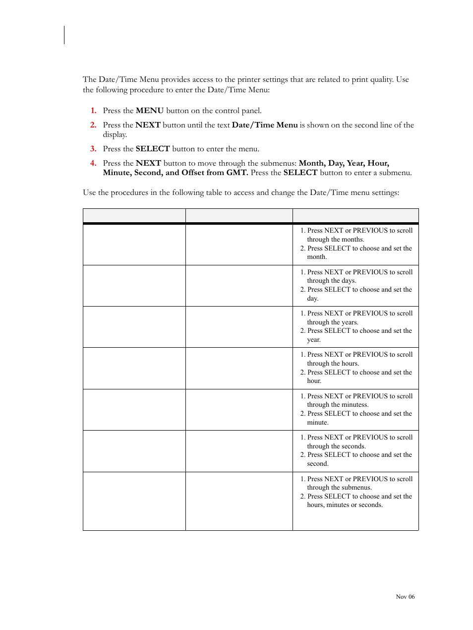 Date/time menu (optional), Date/time menu (optional) 7-22 | Visara 5350 User Manual | Page 164 / 220
