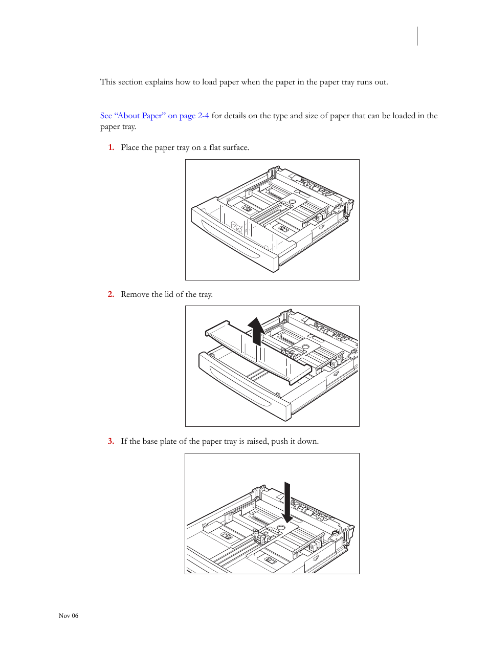 Loading paper, Loading paper in paper tray, Loading paper 2-11 | Loading paper in paper tray 2-11 | Visara 5350 User Manual | Page 51 / 220