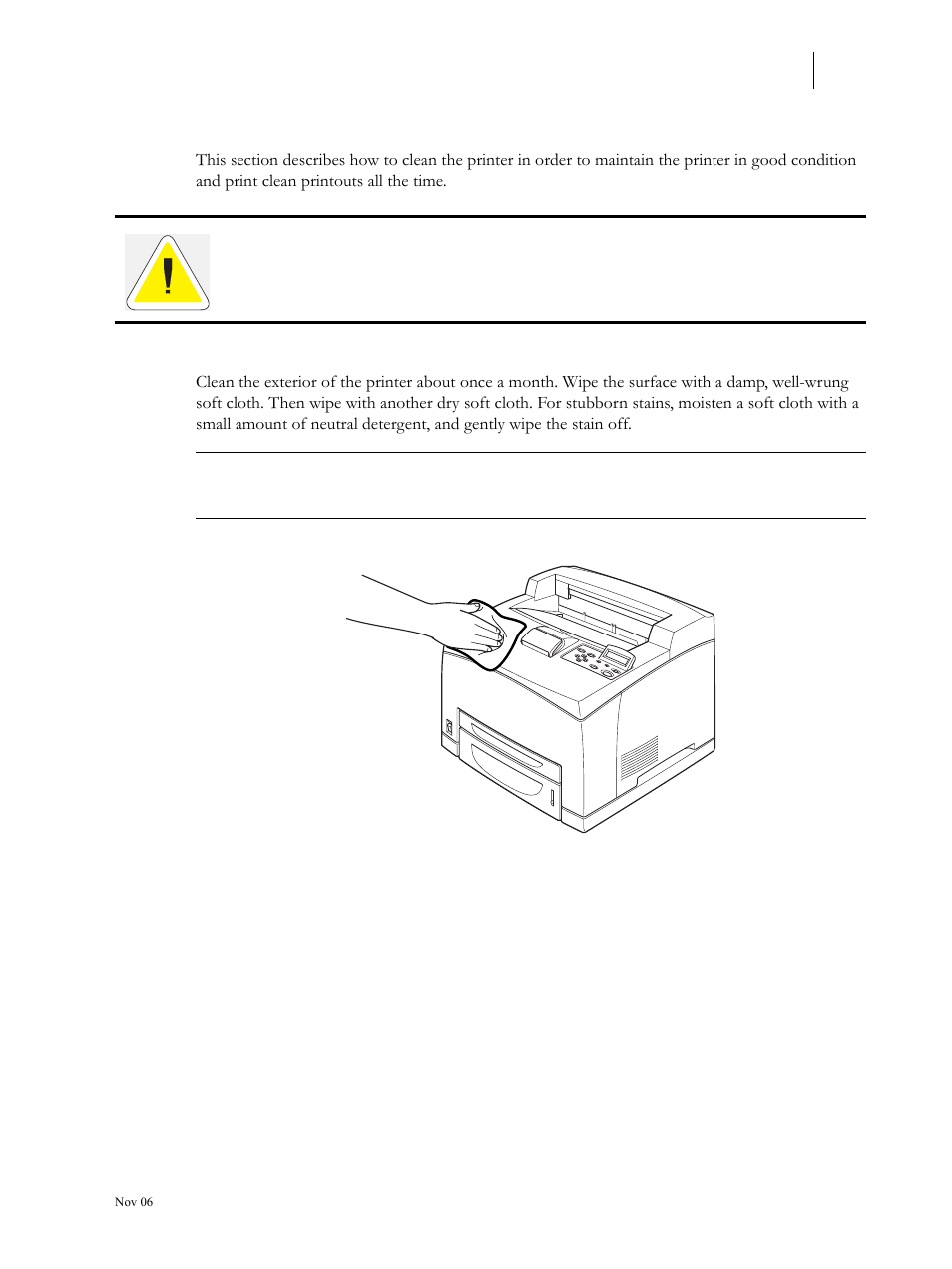 Cleaning the printer, Cleaning the exterior, Cleaning the printer 2-17 | Cleaning the exterior 2-17 | Visara 5350 User Manual | Page 57 / 220