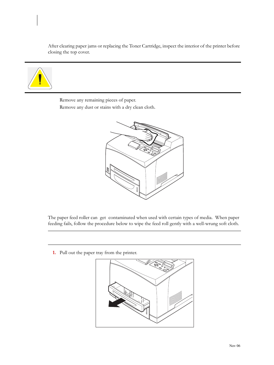 Cleaning the interior, Cleaning the feed roll | Visara 5350 User Manual | Page 58 / 220