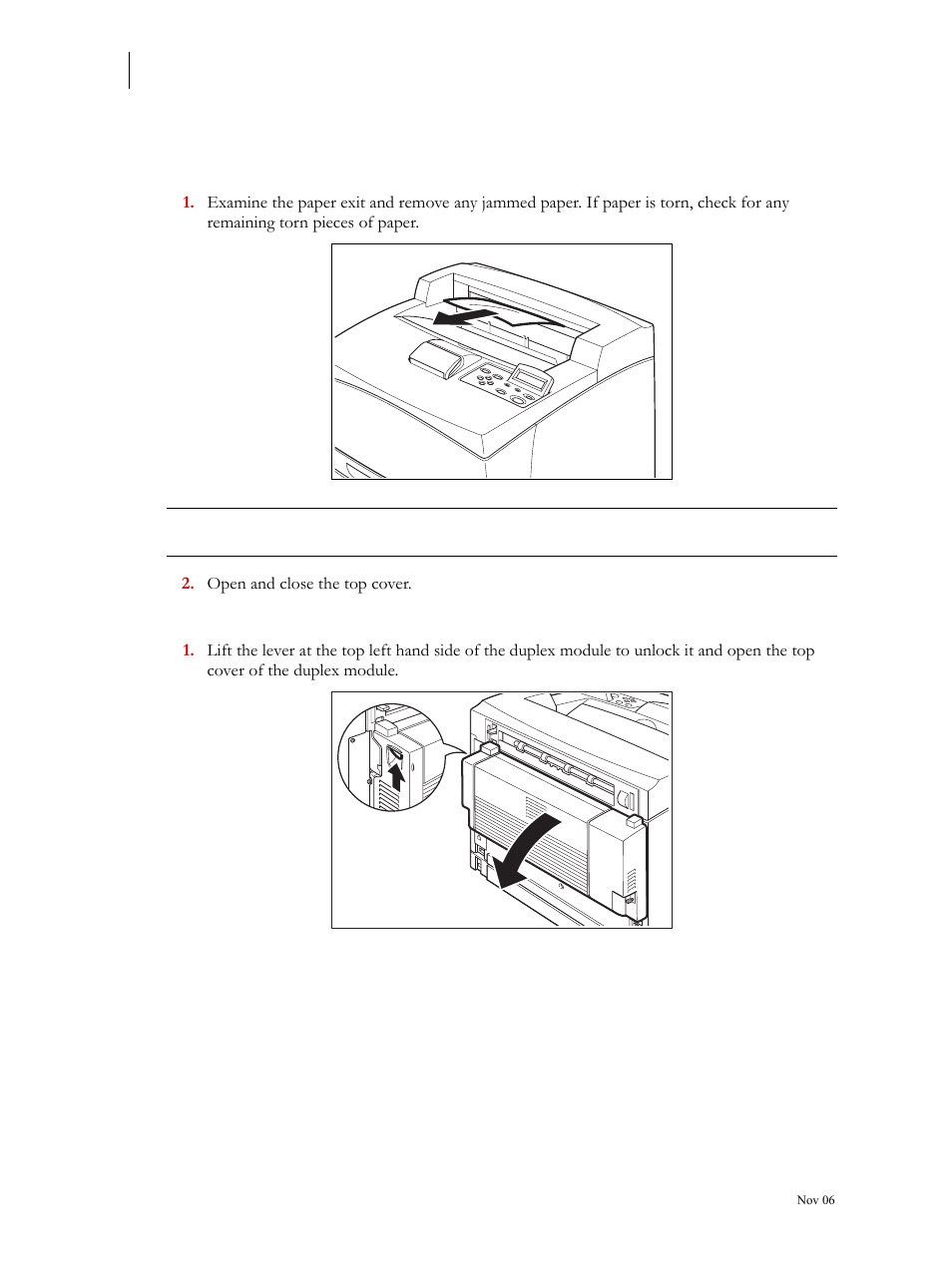 At the duplex module, At the paper exit, At the interior of the top cover | At the duplex module 4-10 | Visara 5350 User Manual | Page 90 / 220