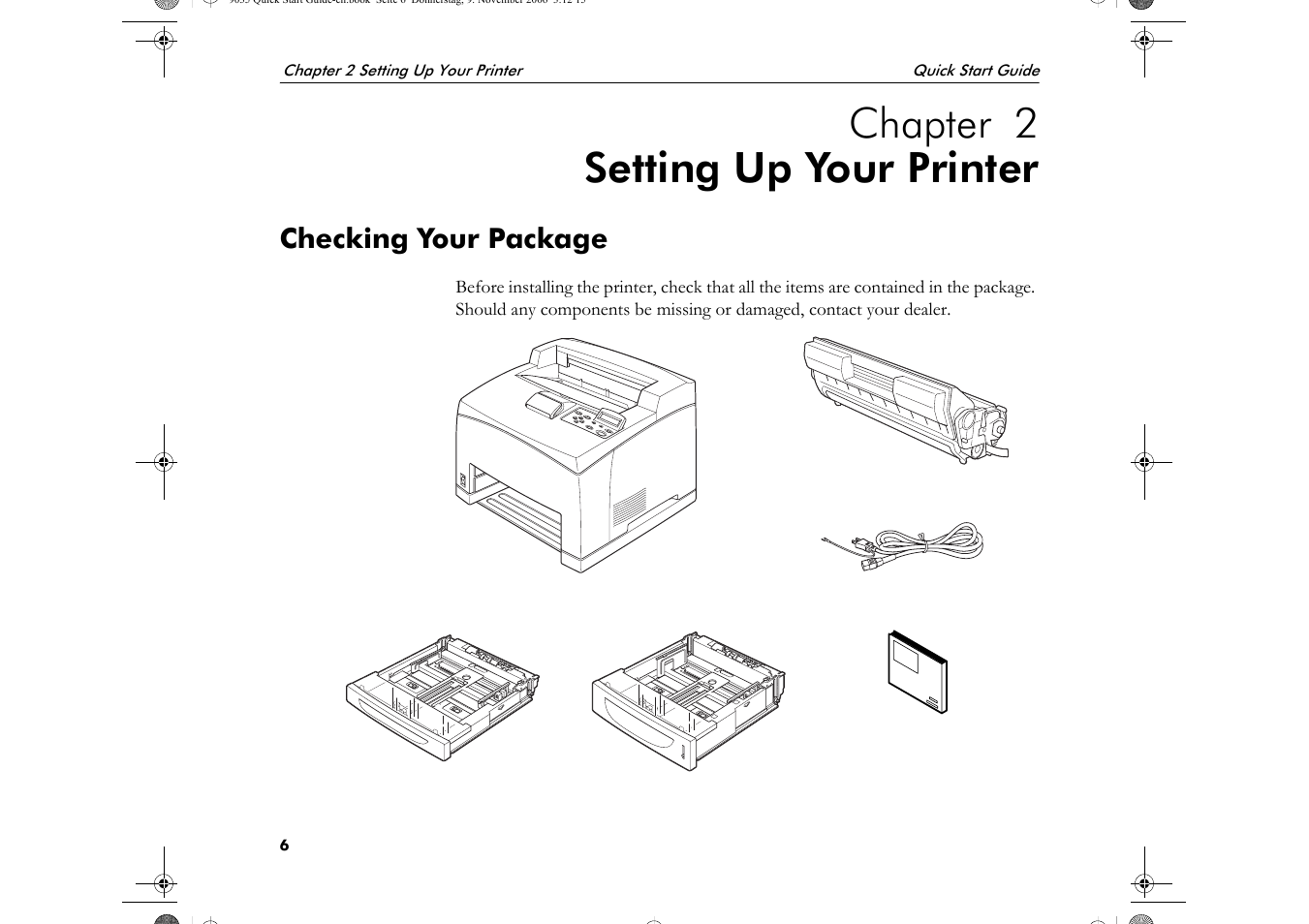 Chapter 2 setting up your printer, Checking your package | Visara 5350 Quick Start User Manual | Page 10 / 34