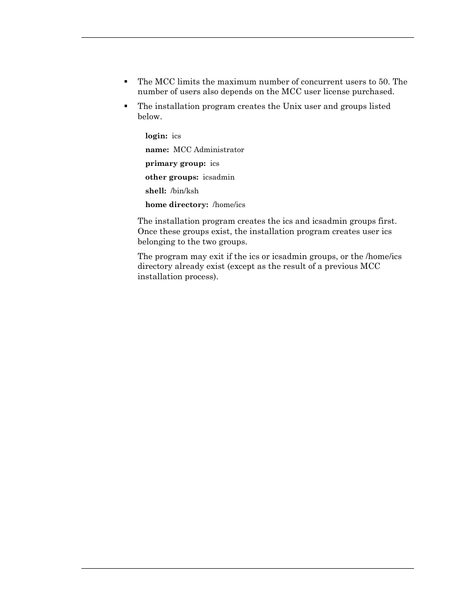 Users account and group requirements | Visara Master Console Center User Manual | Page 9 / 18