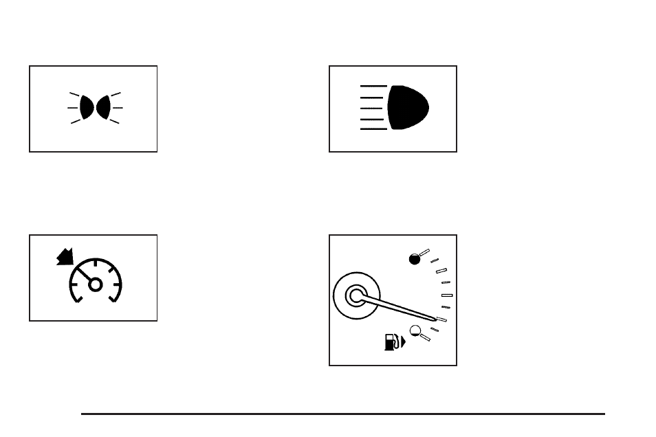 Lights on reminder, Cruise control light, Highbeam on light | Fuel gage | Cadillac 2006 DTS User Manual | Page 200 / 448