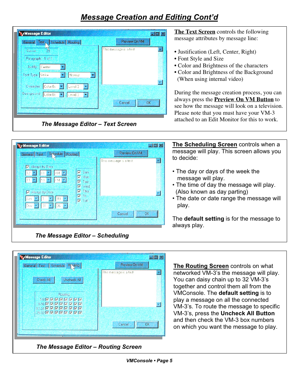 Message creation and editing cont’d | VMC VMConsole User Manual | Page 5 / 6