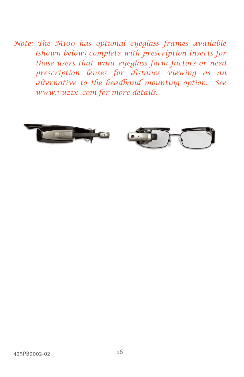Vuzix M100 Product Guide User Manual | Page 16 / 56