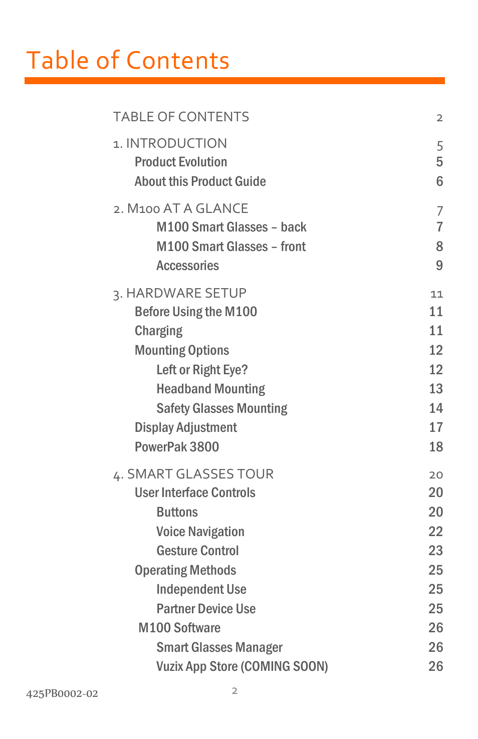 Vuzix M100 Product Guide User Manual | Page 2 / 56