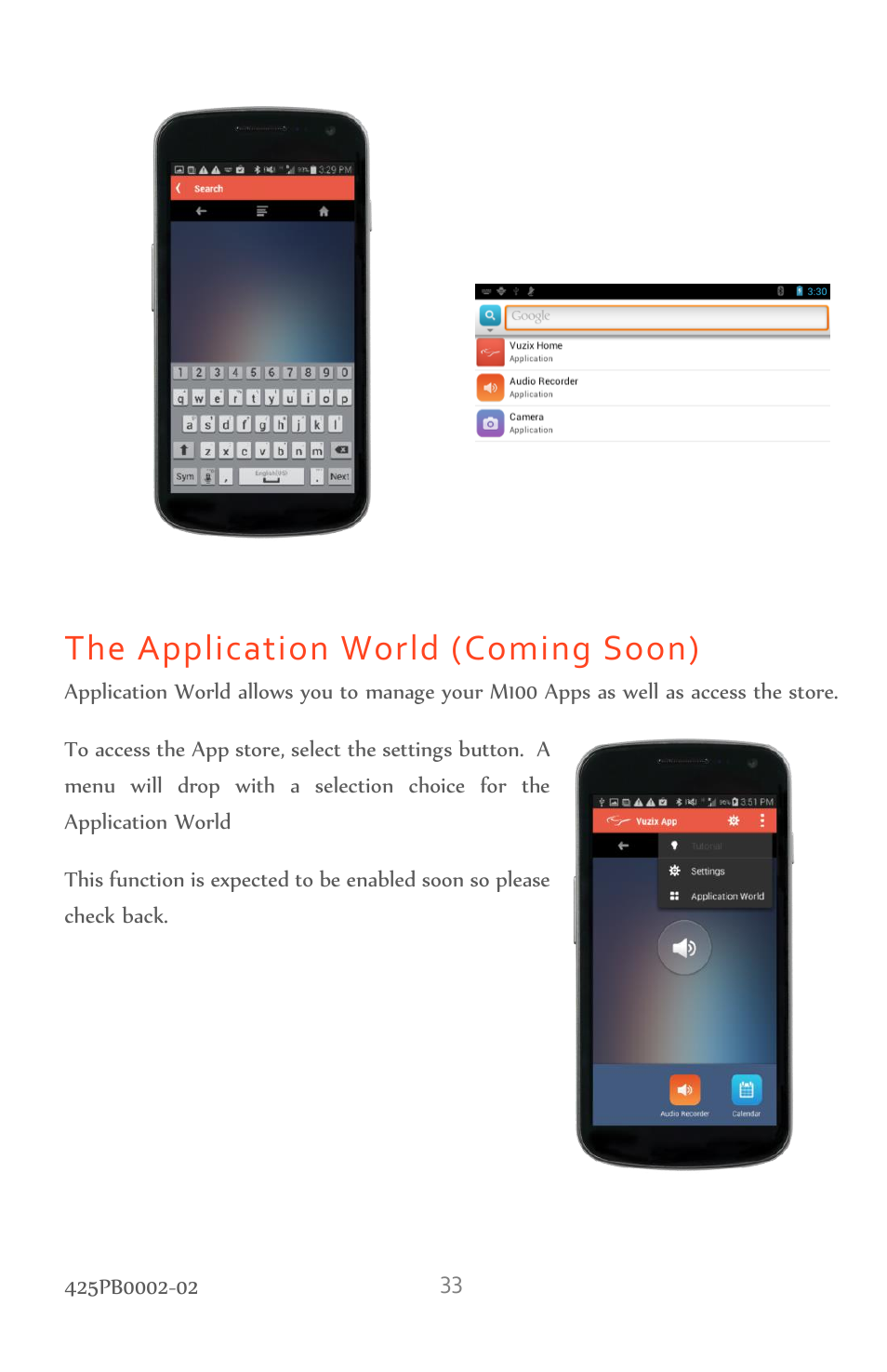 The application world (coming soon) | Vuzix M100 Product Guide User Manual | Page 33 / 56