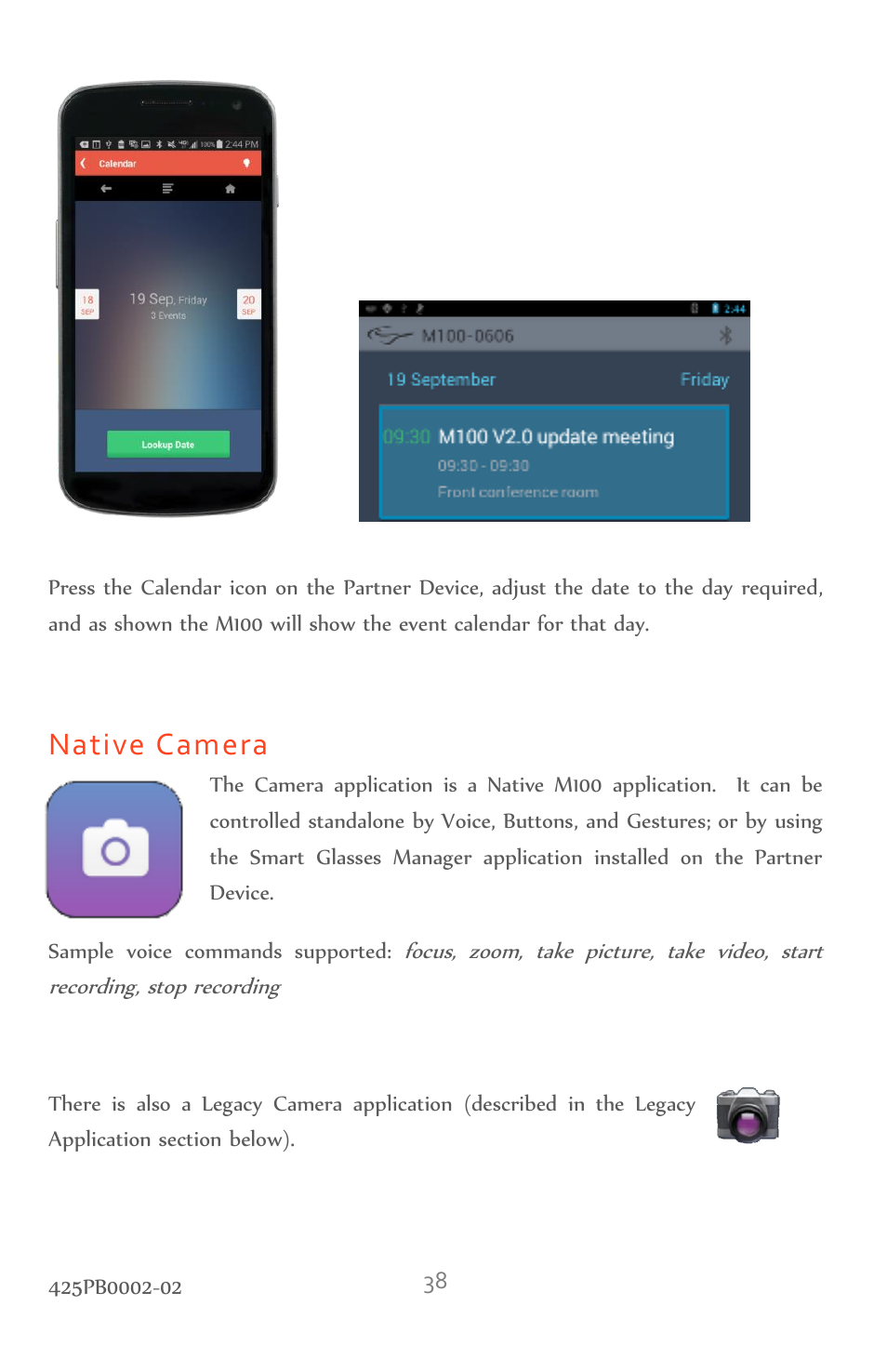 Native camera | Vuzix M100 Product Guide User Manual | Page 38 / 56