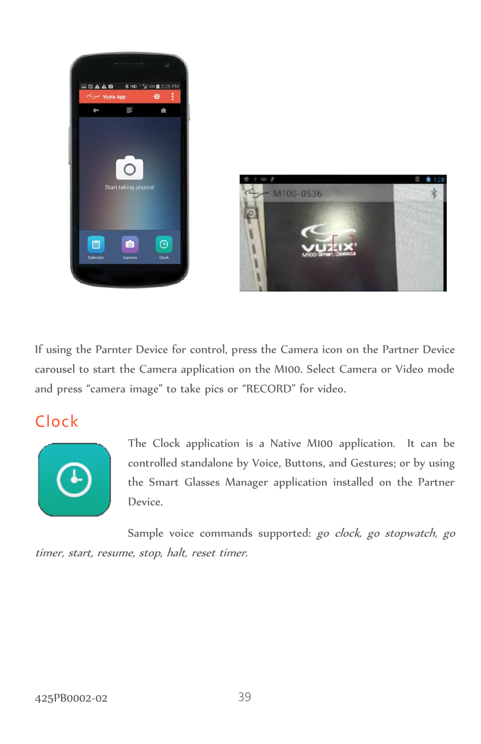Clock | Vuzix M100 Product Guide User Manual | Page 39 / 56