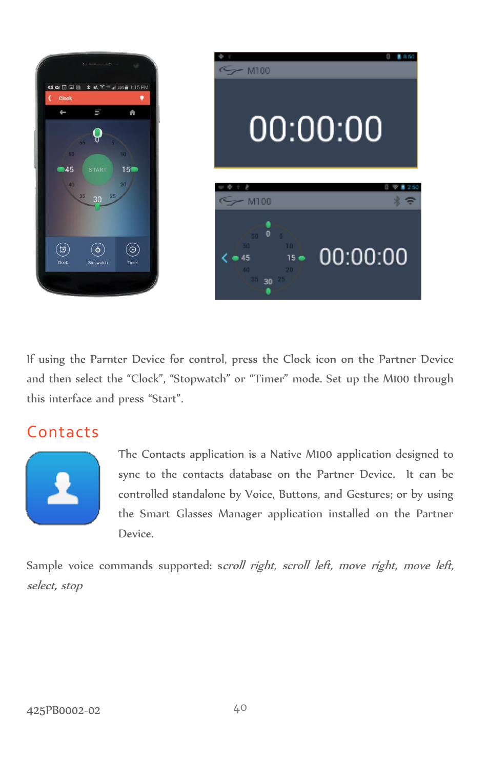Contacts | Vuzix M100 Product Guide User Manual | Page 40 / 56