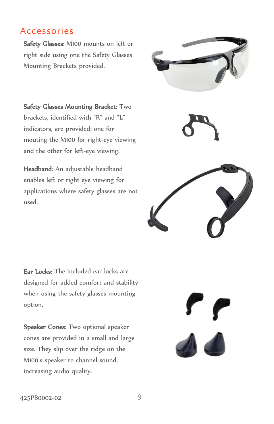 Accessories | Vuzix M100 Product Guide User Manual | Page 9 / 56