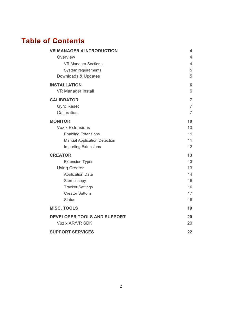 Vuzix VR Manager 4.x User Manual | Page 2 / 23