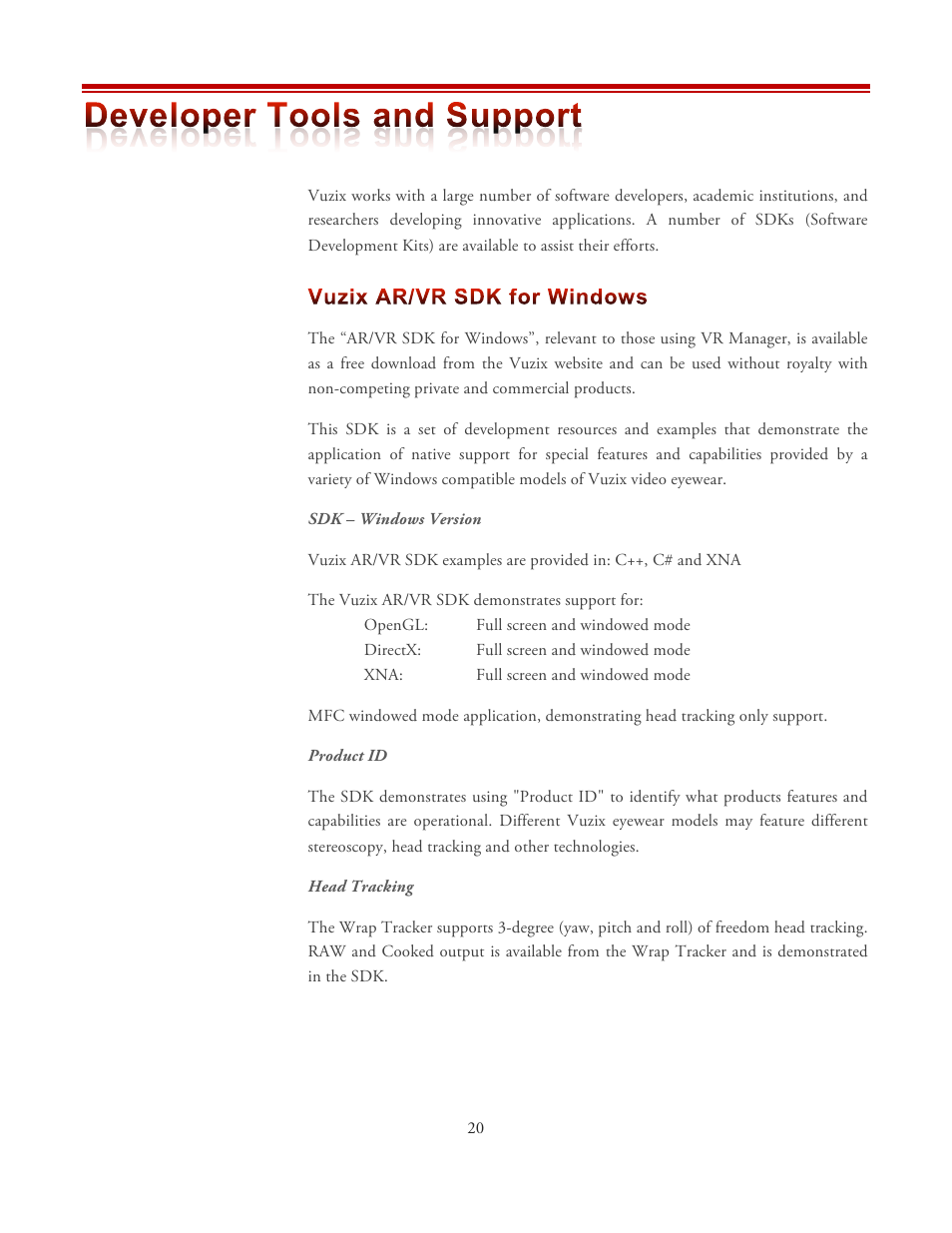 Vuzix VR Manager 4.x User Manual | Page 20 / 23